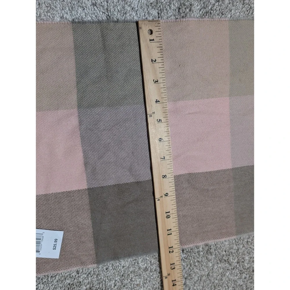 D&Y Scarf‎ Women Brown Pink Plaid Softer Than Cashmere Acrylic Fringe Wrap New